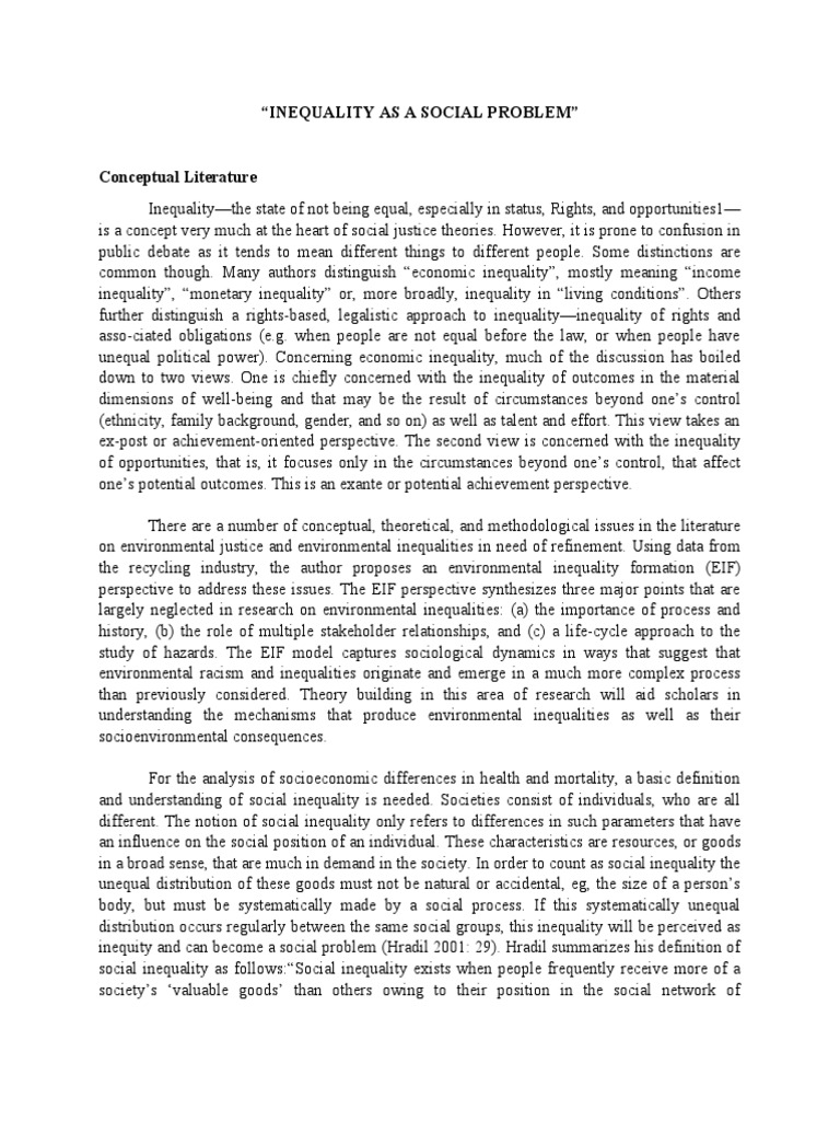 Inequality As A Social Problem | PDF | Poverty & Homelessness ...