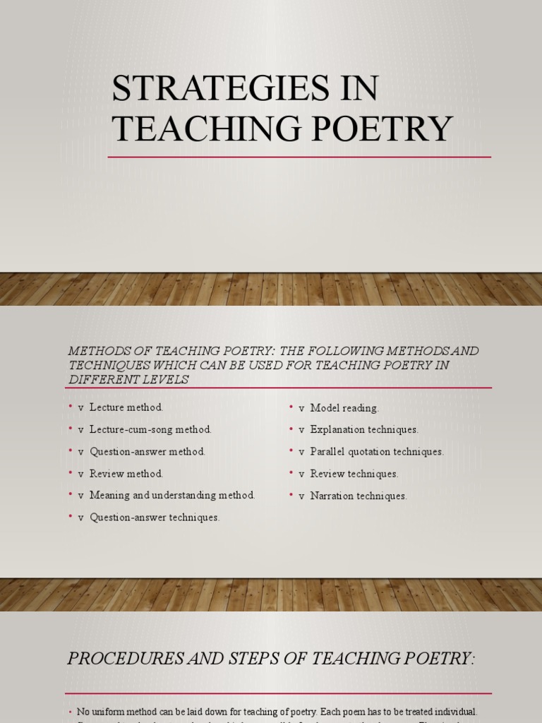 Strategies for Teaching Poetry | PDF | Teachers | Poetry