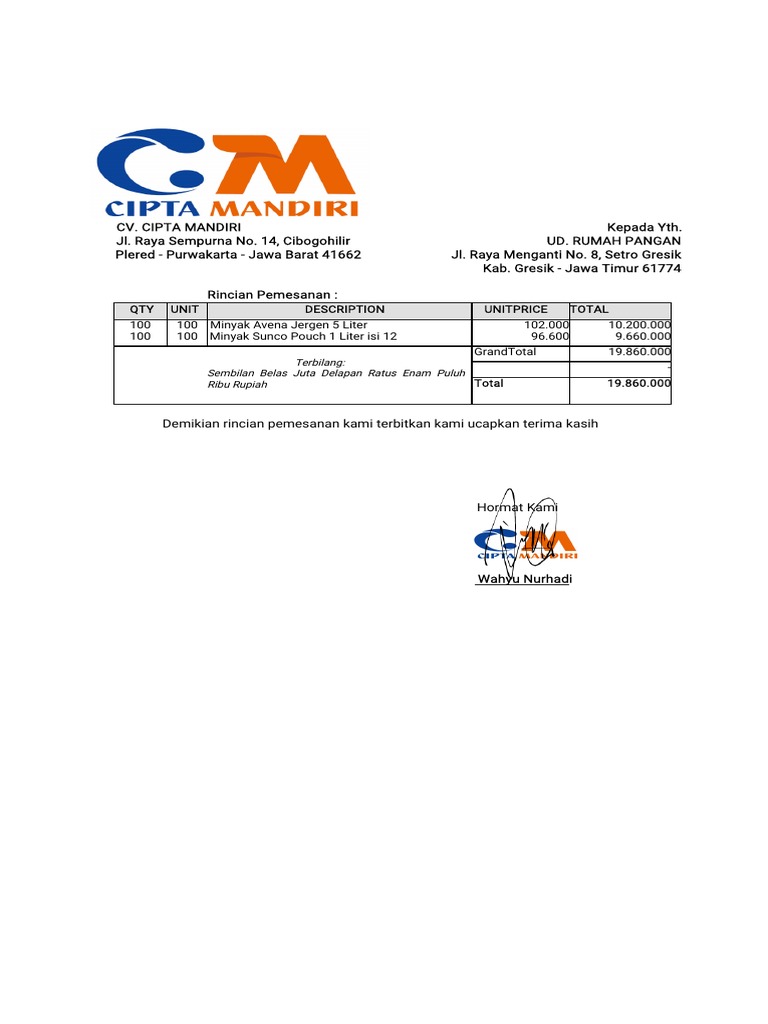 CV. Cipta Mandiri | PDF