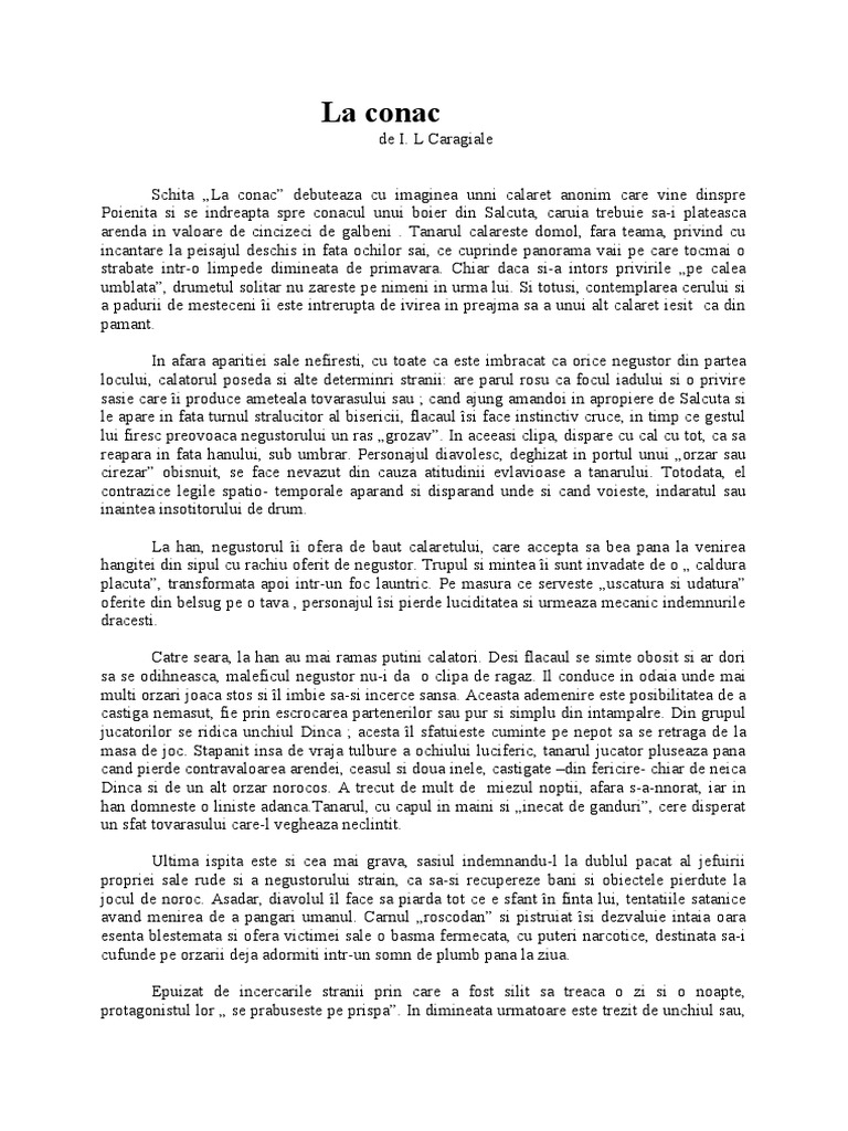 La Conac De Ion Luca Caragiale Dokumen - Tips La Conac de Ion Luca Caragiale | PDF