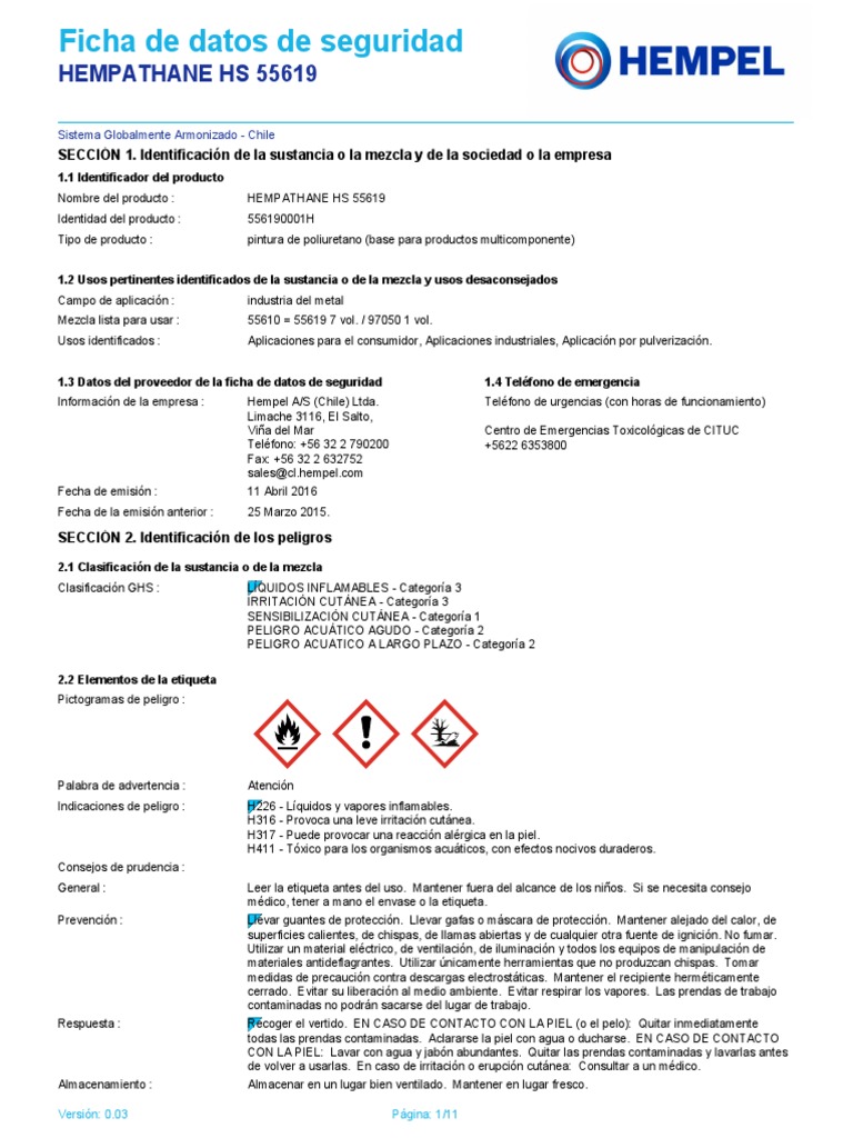 HDS Hempathane Hs 55610 PDF Agua Solvente