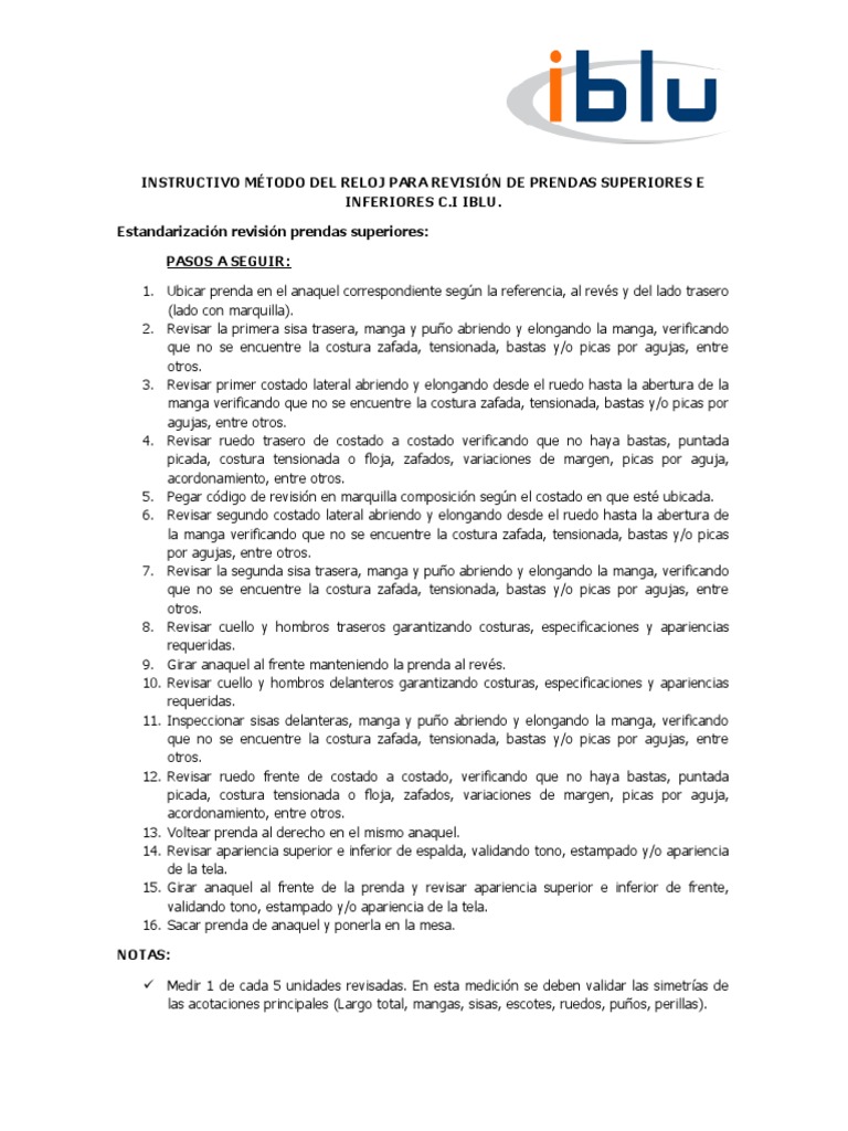 Inspección y Revisión de Prendas Textiles | PDF | Ropa
