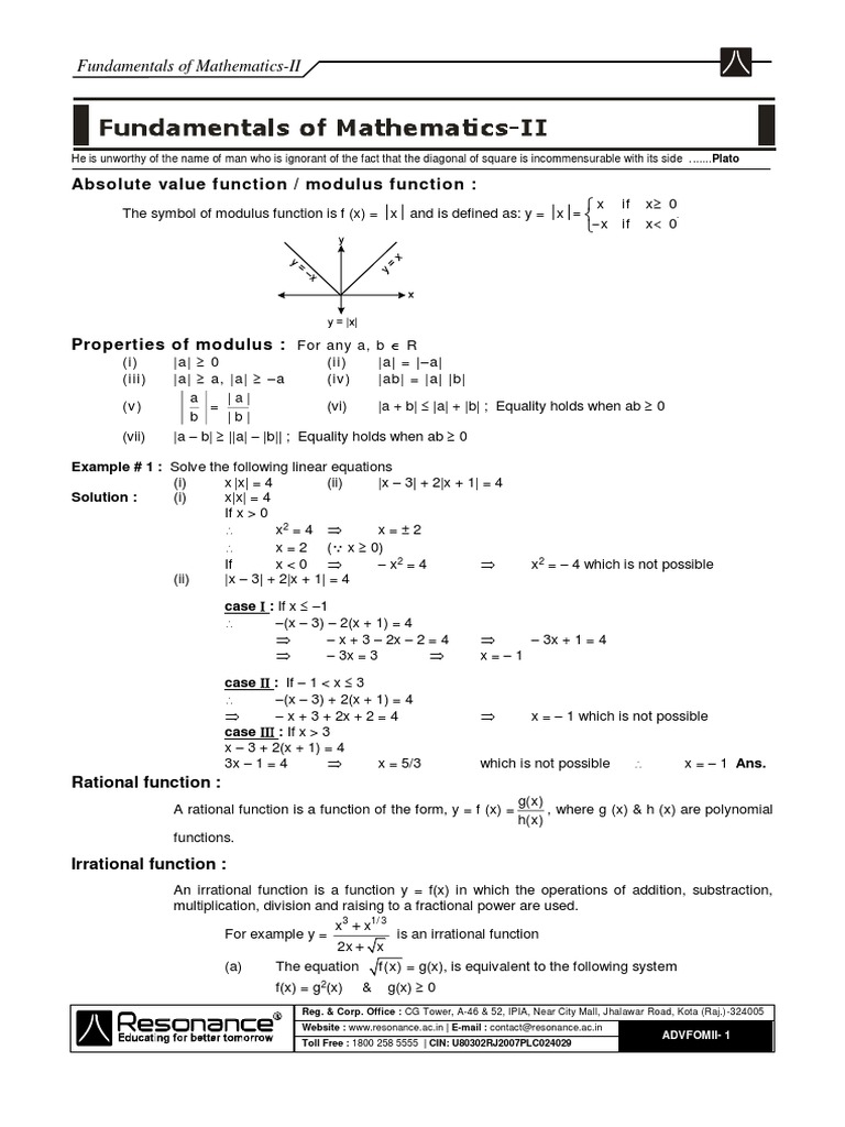 Fundamentals of Mathematics II Sheet | PDF | Function (Mathematics ...