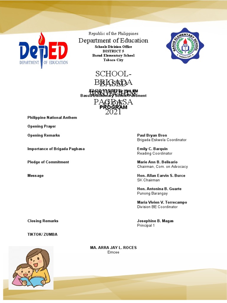 Brigada Eskwela & Pagbasa Launch 2021 | PDF