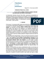 DENUNCIA PÚBLICA 40-2021 Amenaza desaolojo San Rafael Warrojo (11-03-2021)