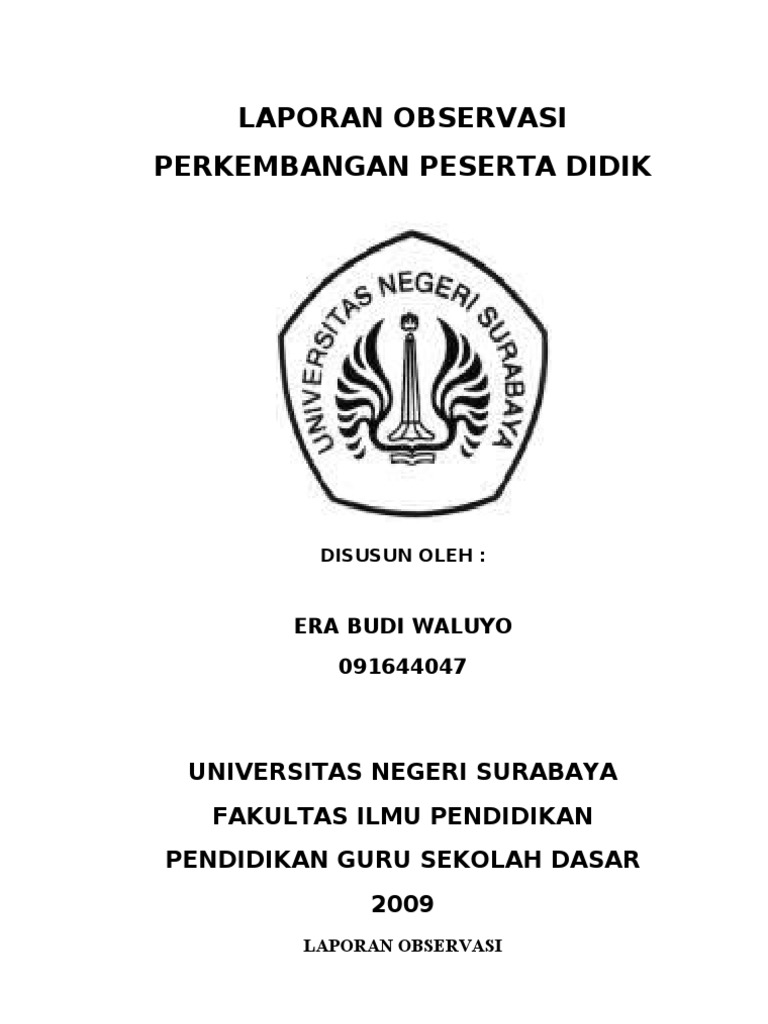 Laporan Obsevasi Perkembangan Siswa Sd