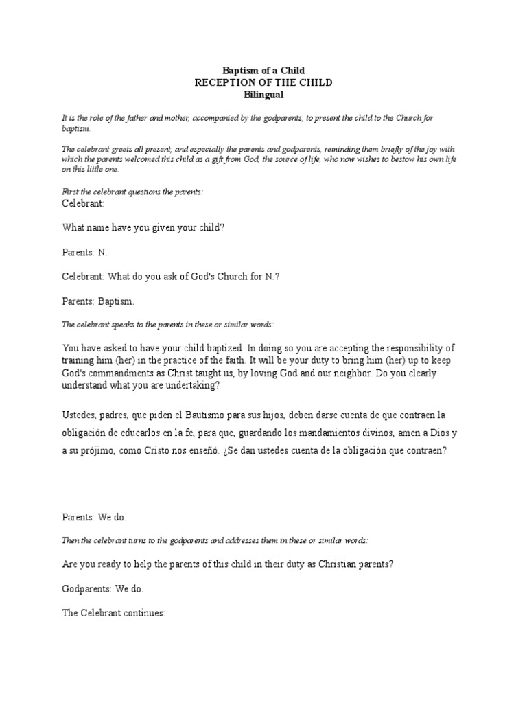 Roman Catholic Baptismal Rite Text – EVMJI