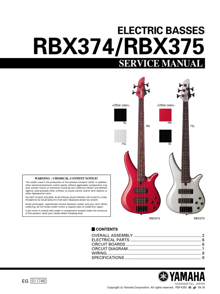 RBX374/RBX375: Electric Basses | PDF | Musical Instruments