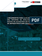 Lineamientos Para La Evaluación Del Informe de Evaluación Del Riesgo de Desastres en Proyectos de Infraestructura Educativa