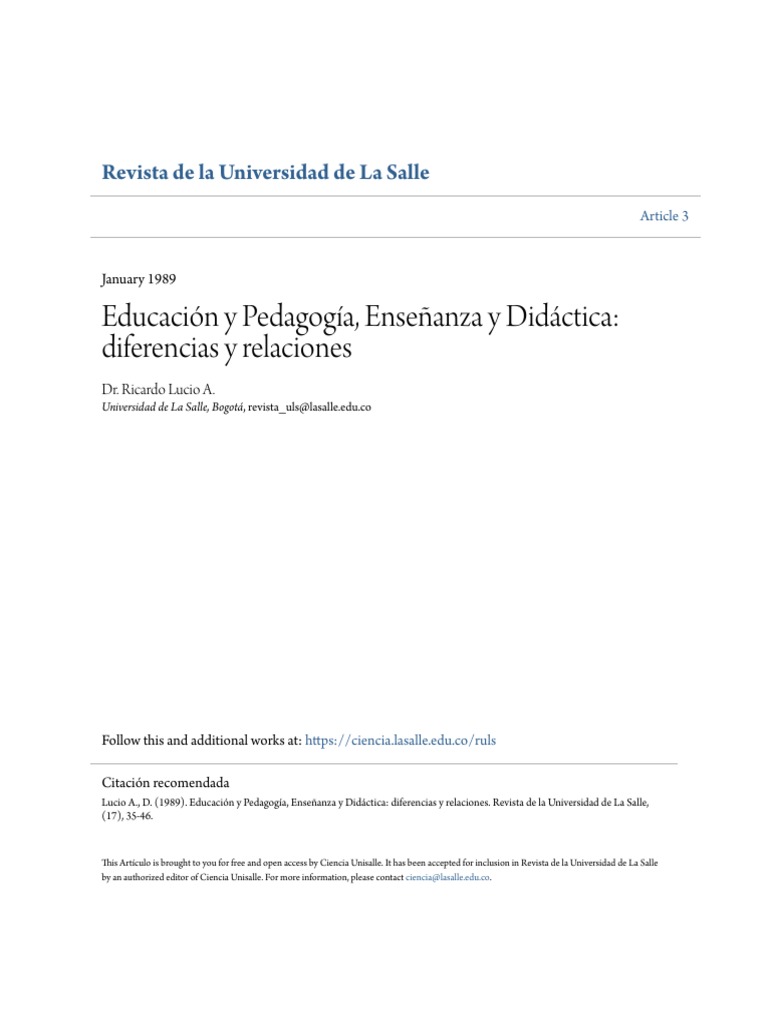 Educación y Pedagogía Enseñanza y Didáctica - Diferencias y Relac | PDF ...