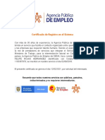 Certificado Agencia Publica de Empleo SENA