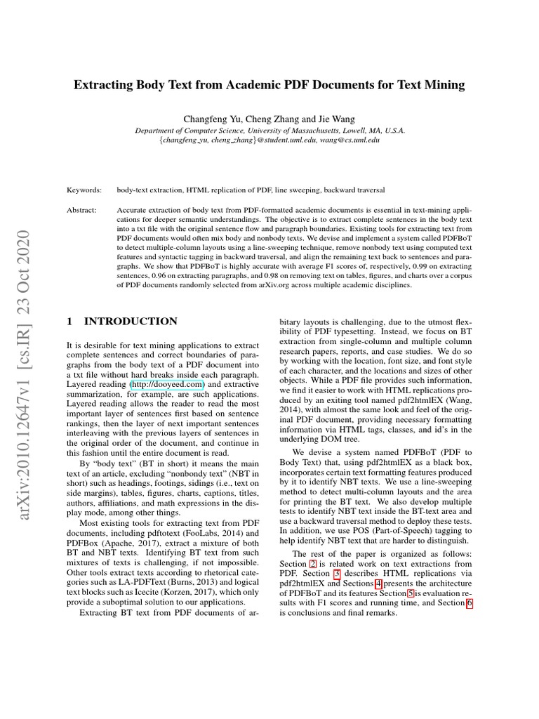 PDFBoT: Accurate Text Extraction from PDFs | PDF | Html Element | Text
