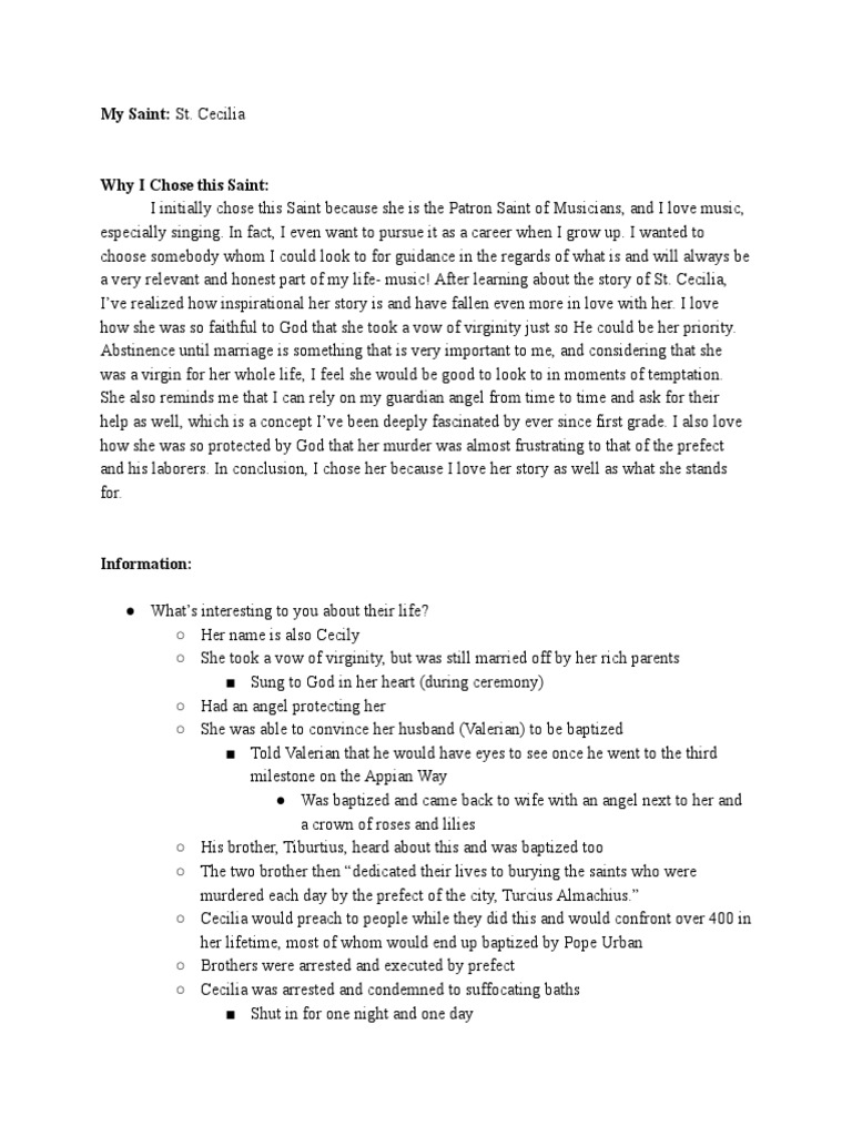 Saint Project | PDF | Christian Behaviour And Experience | Religious ...