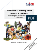 Mathematics Activity Sheet Quarter 2 - MELC 1: Illustrating Situations That Involves Variations