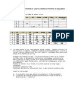 Ejercicios Propuestos de Costos, Ingresos y Punto de Equilibrio