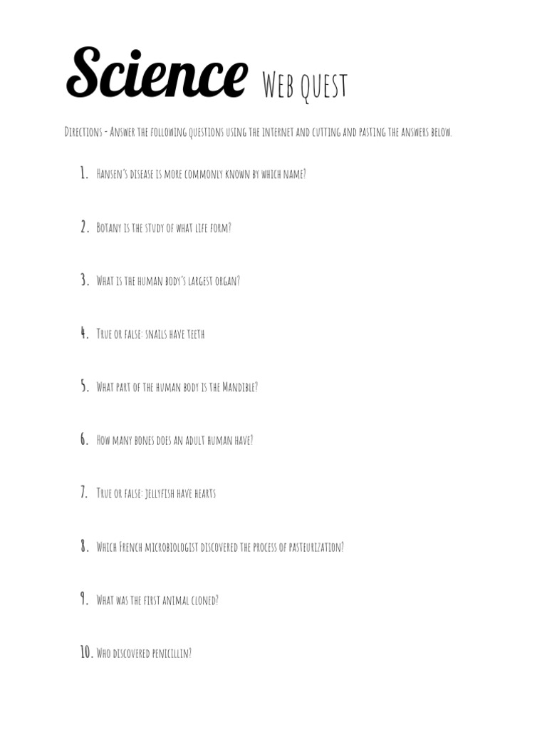 Science Web Quest | PDF