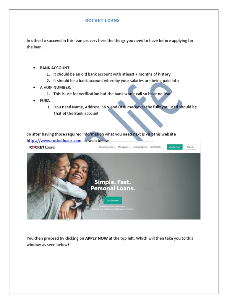 Rocket Loan Tutorials PDF Loans Computing