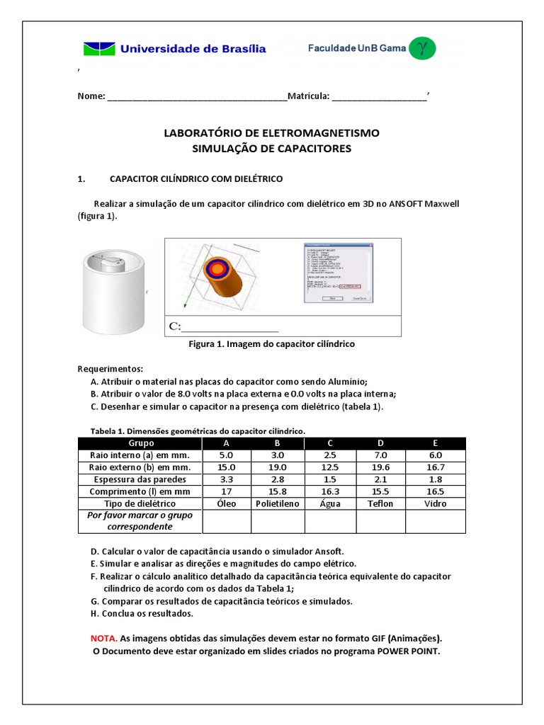 Lab Capacitores Simulaçao | PDF | Capacidade elétrica | Capacitor