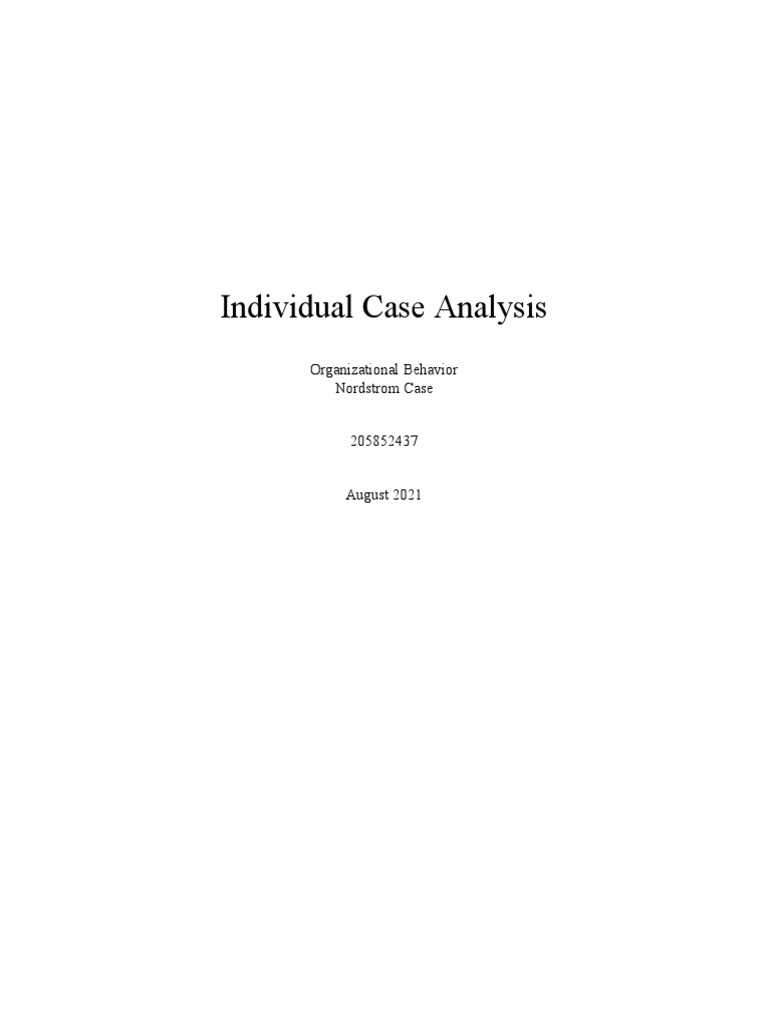Individual Case Analysis | PDF | Motivation | Motivational