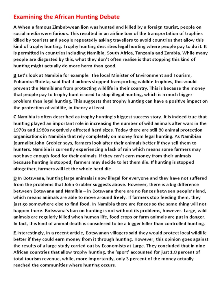 Examining The African Hunting Debate PDF Hunting Namibia