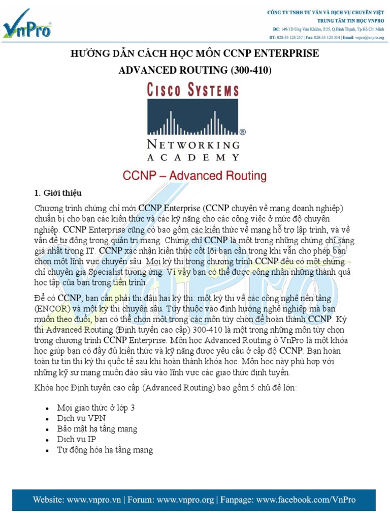Hướng Dẫn Cách Học Môn Ccnp Enterprise Advanced Routing (300-410) Vnpro ...
