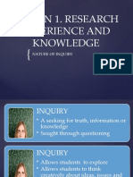 Lesson 1. Research Experience and Knowledge: Nature of Inquiry