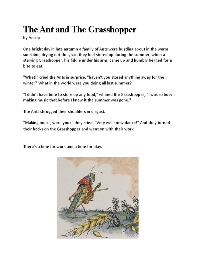 The Ant and the Grasshopper: Aesop's Fable | PDF