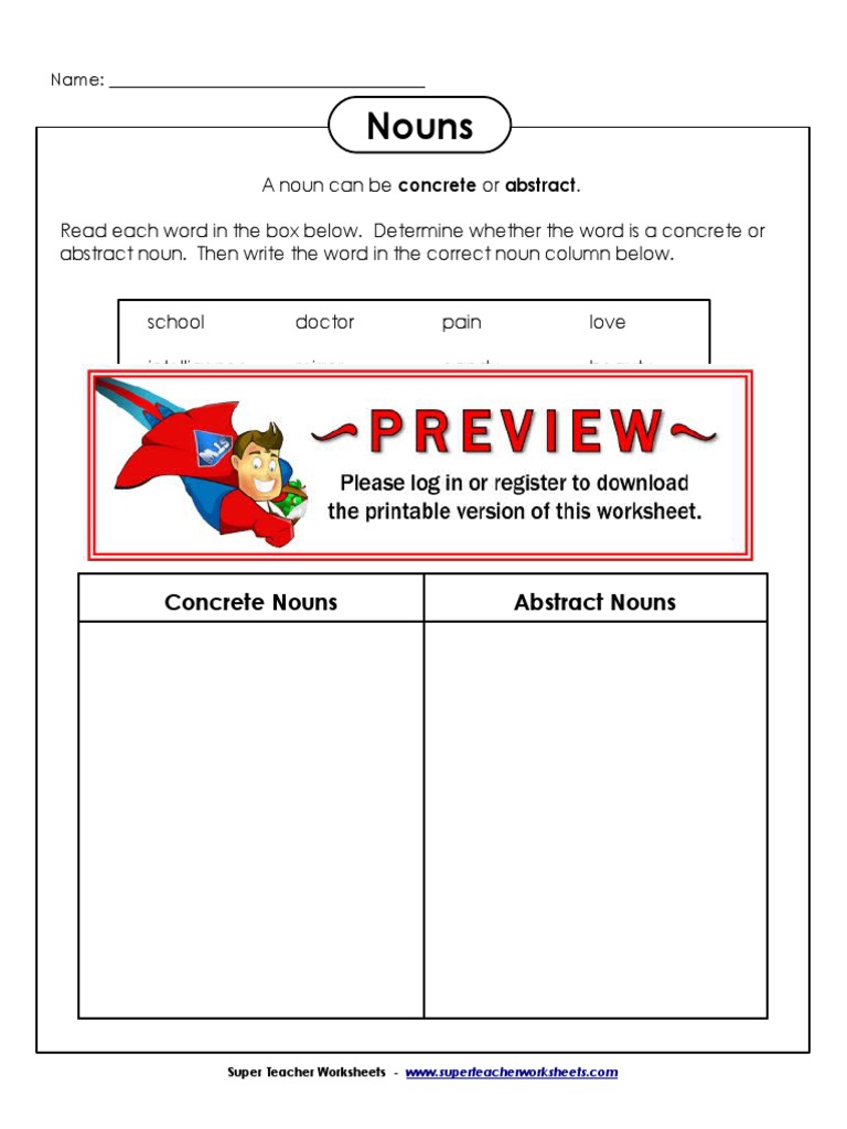 Nouns Concrete Nouns Abstract Nouns PDF