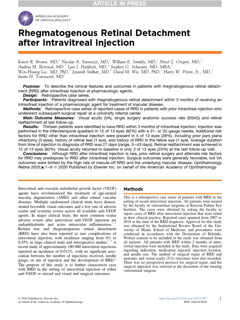 Rhegmatogenous Retinal Detachment Post-Injection | PDF | Health Care ...