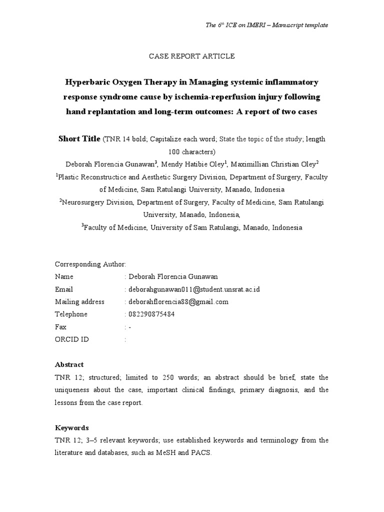 Template Case Report Article PDF Medical Diagnosis Case Report