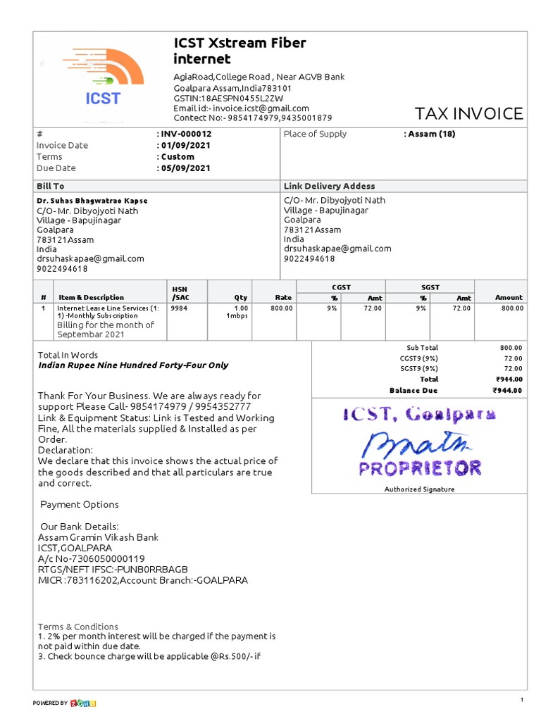 September 2021 Internet Invoice | PDF | Cheque | Payments