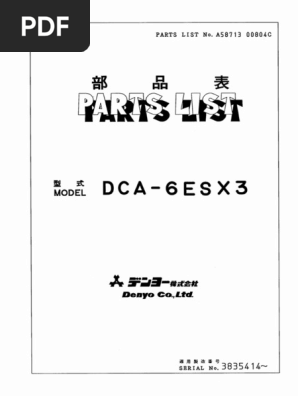 Denyo Parts List, DCA-6ESX3 | PDF