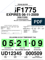 PDF Blank Printable Temporary License Plate Template