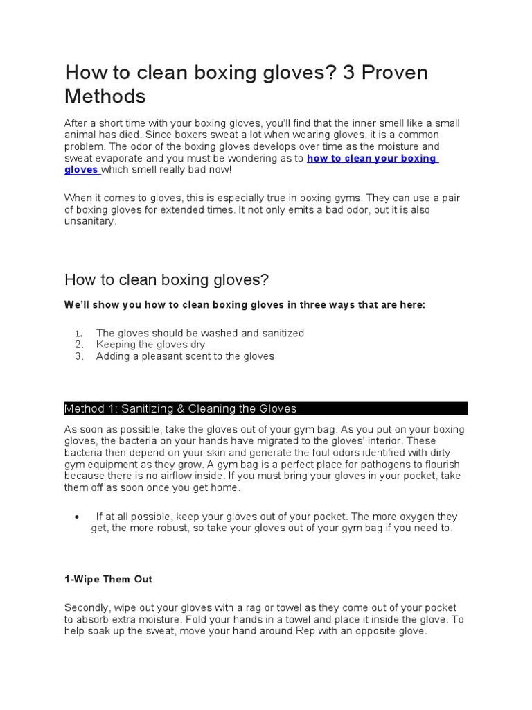How To Clean Boxing Gloves PDF Odor Glove
