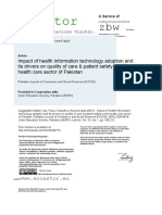 Impact of Health Information Technology Adoption and Its Drivers On Quality of Care & Patient Safety in The Health Care Sector of Pakistan