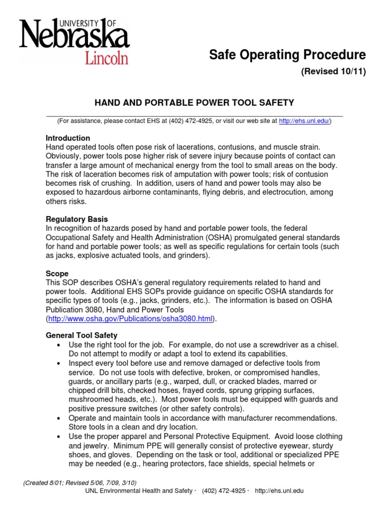 What Are The Minimum Requirements For Operating A Power Tool? The