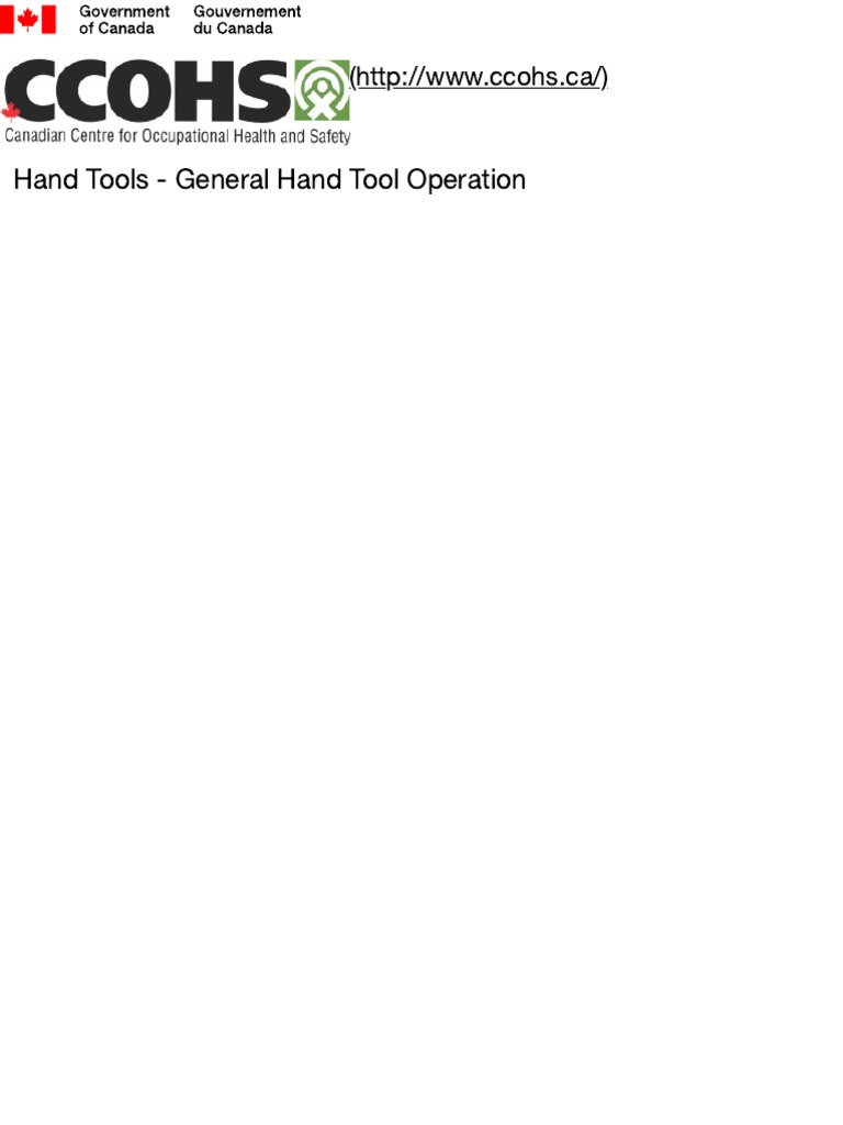 Hand Tools General Hand Tool Operation OSH Answers PDF Tools