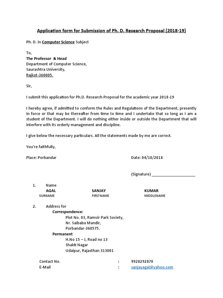 PhD Research Proposal Application Form | PDF | Doctor Of Philosophy ...