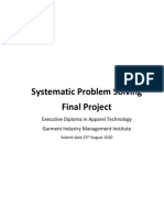 Systematic Problem Solving Final Project: Executive Diploma in Apparel Technology Garment Industry Management Institute