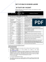 Situation Vacant: University of Health Sciences Lahore