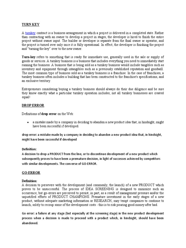 Turnkey | PDF | Idea | New Product Development