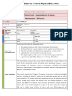 General Physics Ourse Outline Final GOLD MARK