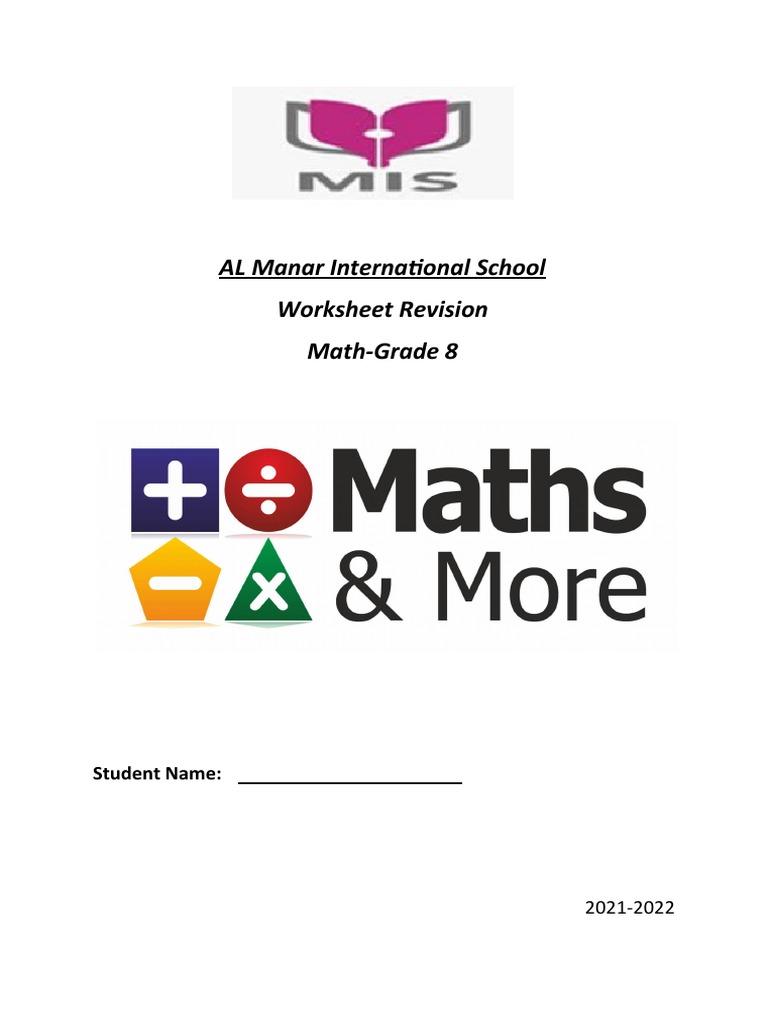 Grade 8 Math Revision Worksheet | PDF