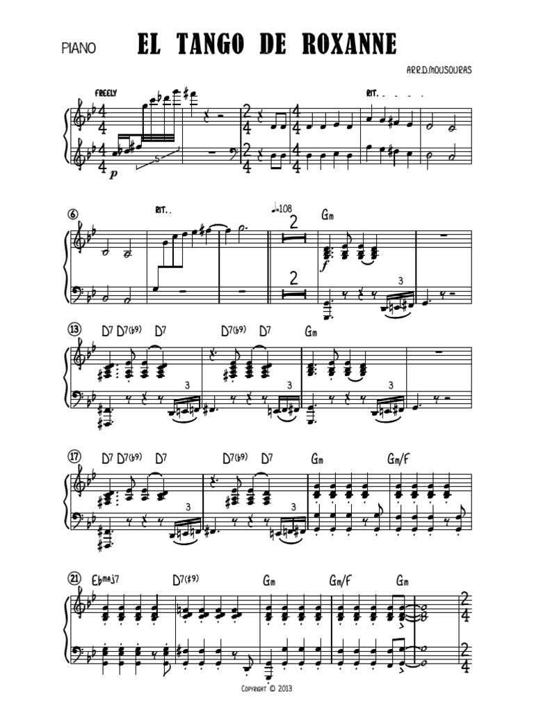 El Tango de RoxannePiano PDF Phonétique Collation
