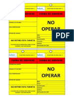 Equipo fuera de servicio tarjeta advertencia