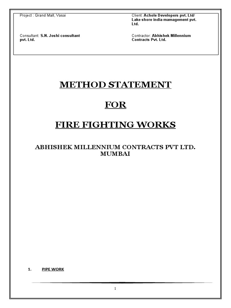 Method Statement of FF Final | PDF | Pipe (Fluid Conveyance) | Valve