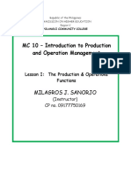 MC 10 - Introduction To Production and Operation Management: Milagros J. Sanorjo