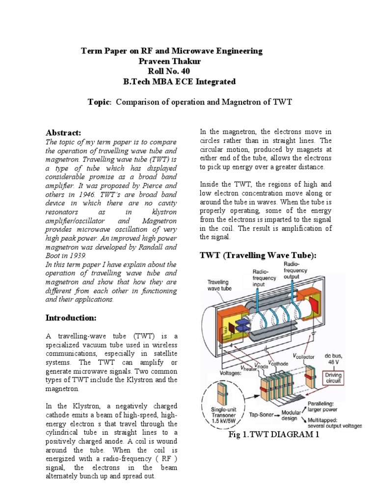 Term Paper microwave final Vacuum Tube Microwave