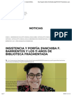 Insistencia y Porfía: Panchiba F. Barrientos y Los 11 Años de Biblioteca Fragmentada - CEGECAL - Universidad de Chile