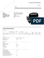 Technical Datasheet for TA1370Y-FZ1D Reciprocating Compressor